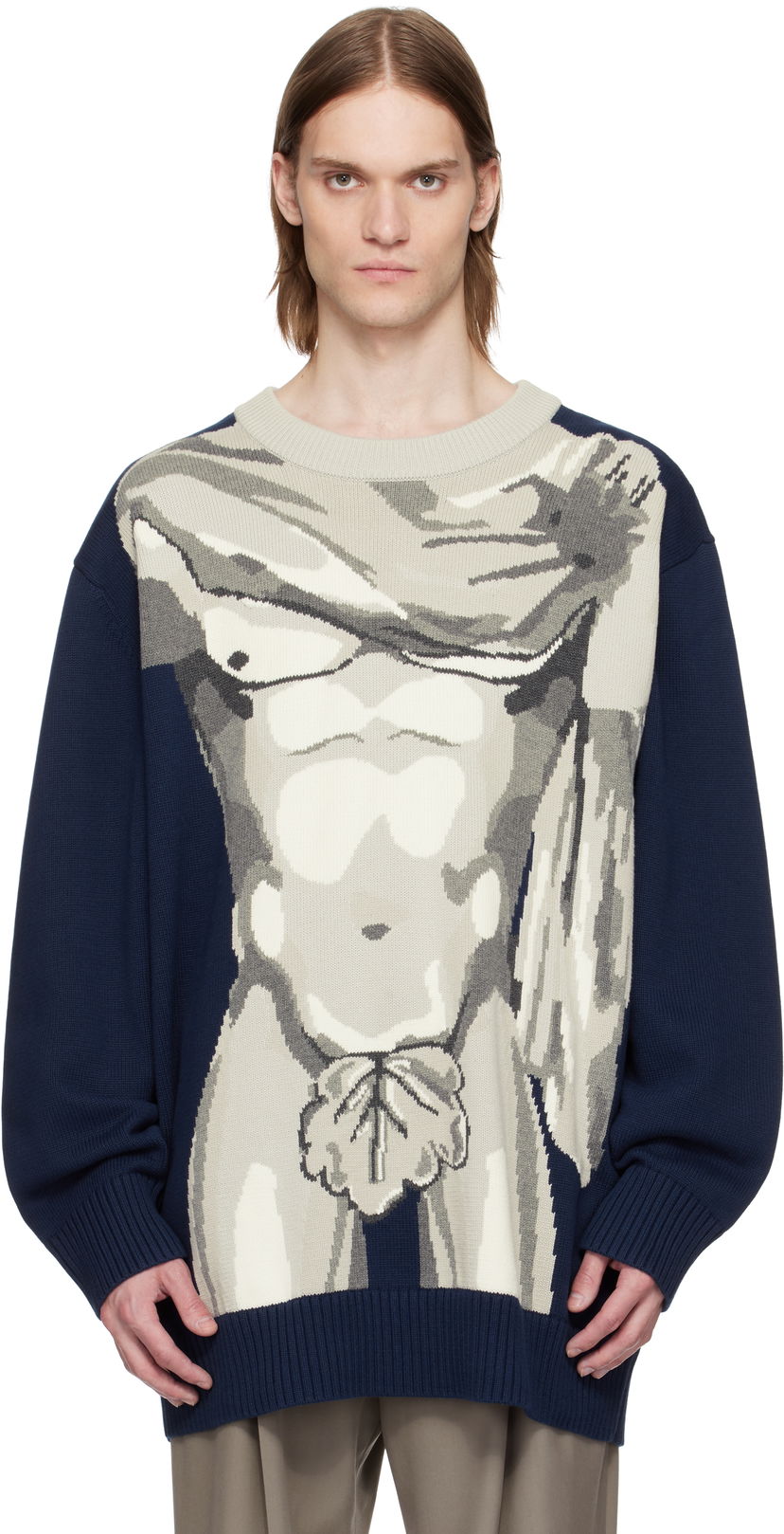 Villapaita Charles Jeffrey Loverboy Charles Jeffrey LOVERBOY Bust Graphic Sweater Tummansininen | 54091001