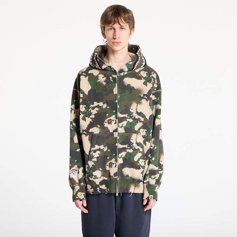 Huppari BAPE A BATHING APE Map Camo Shark Relaxed Fit Full Zip Hoodie Vihreä | 001ZPL301001MGRN
