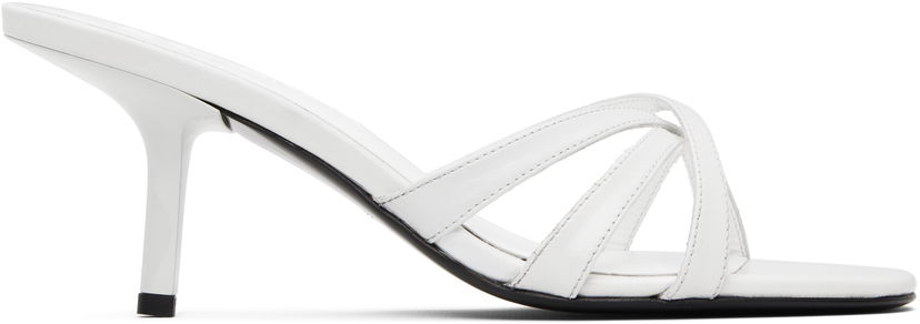 Kengänhoito BY FAR BY FAR Julie Creased Calf Leather Heeled Sandals Valkoinen | MWFHO020CL034WH025PL