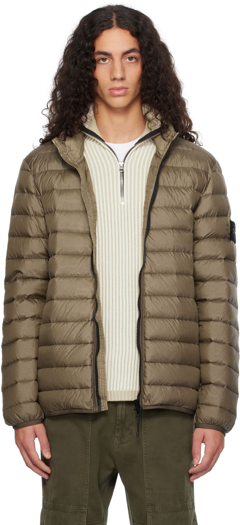 Puffer takki Stone Island Loom Woven Chambers Down Jacket Ruskea | 811542924