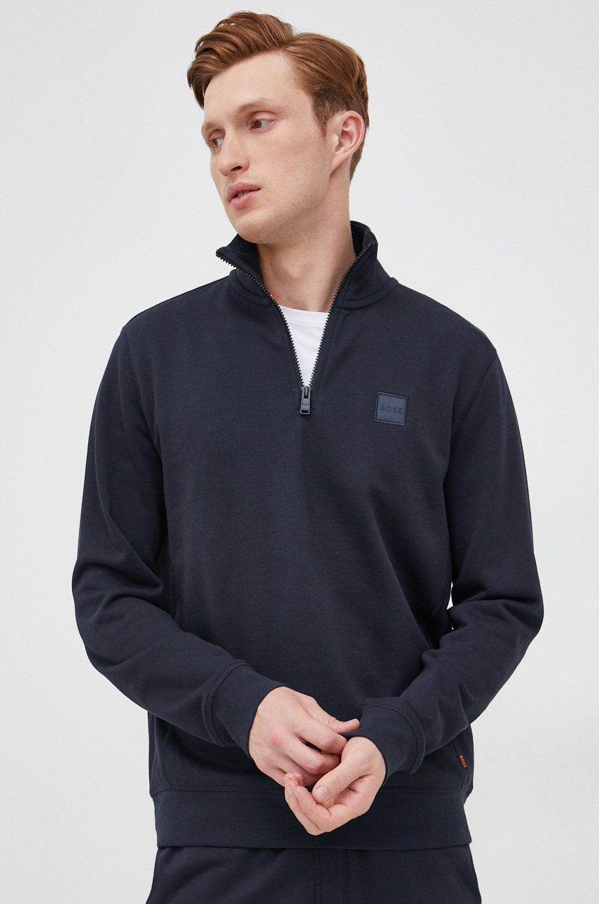 Huppari BOSS Logo Patch Zip-Neck Sweatshirt Tummansininen | 50468926, 0