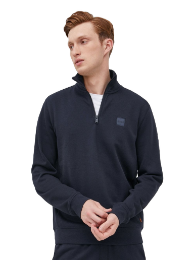 Huppari BOSS Logo Patch Zip-Neck Sweatshirt Tummansininen | 50468926