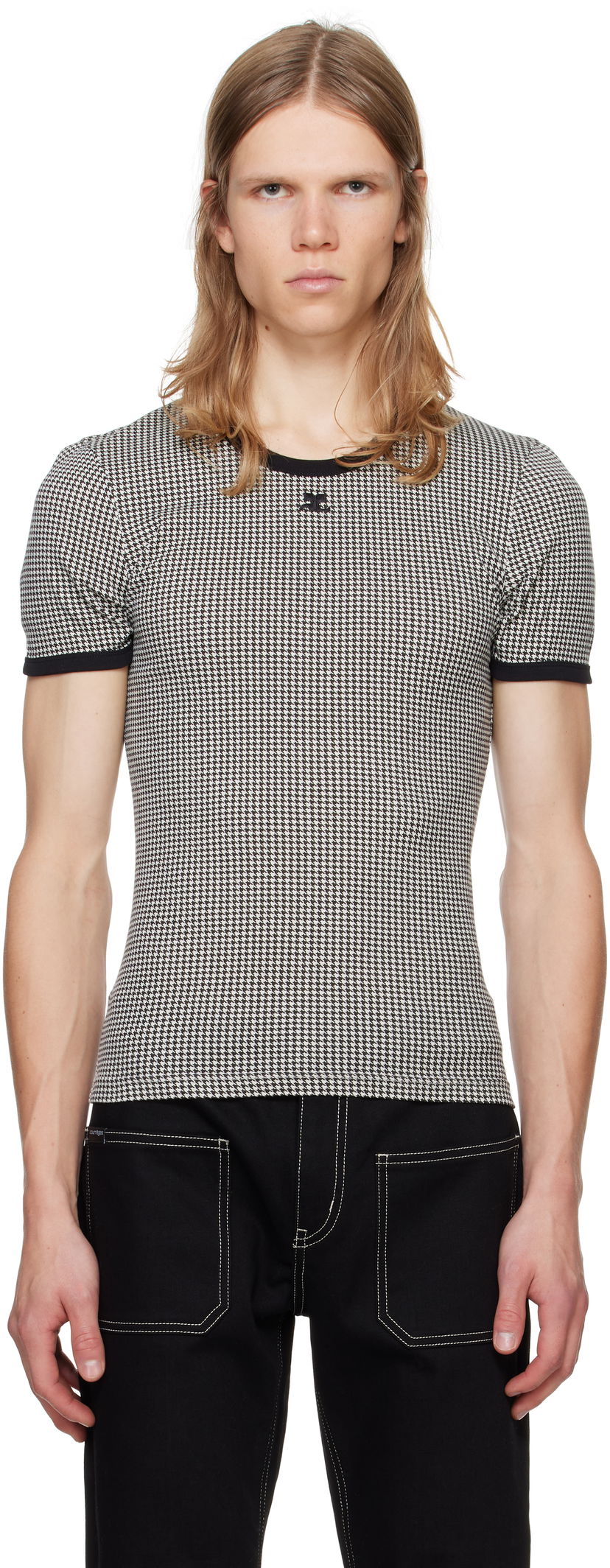T-paita Courrèges Courrèges Houndstooth Print T-Shirt Valkoinen | 324JTS020JS0167