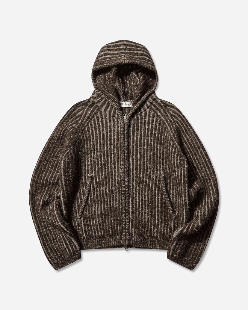 Villapaita OUR LEGACY Level Hooded Full-Zip Striped Sweater Ruskea | M4253LV 001