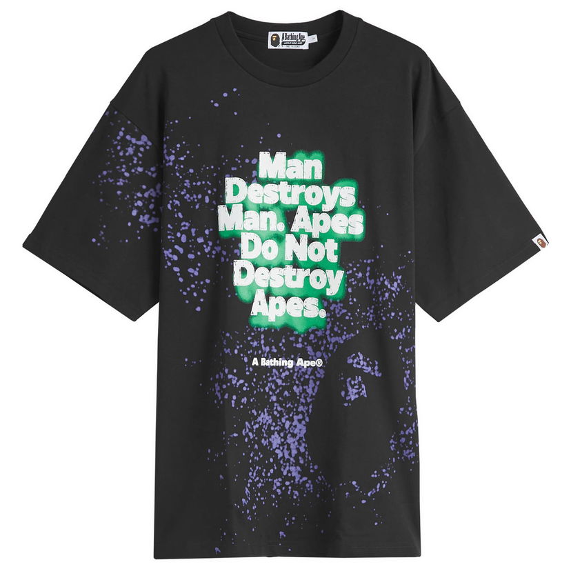 T-paita BAPE Spray Print Slogan T-Shirt Musta | 001CSK801313M-BLK