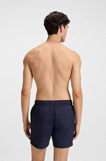 Uimapuvut BOSS Drawstring swim shorts with stacked-logo print Tummansininen | 50545464, 1