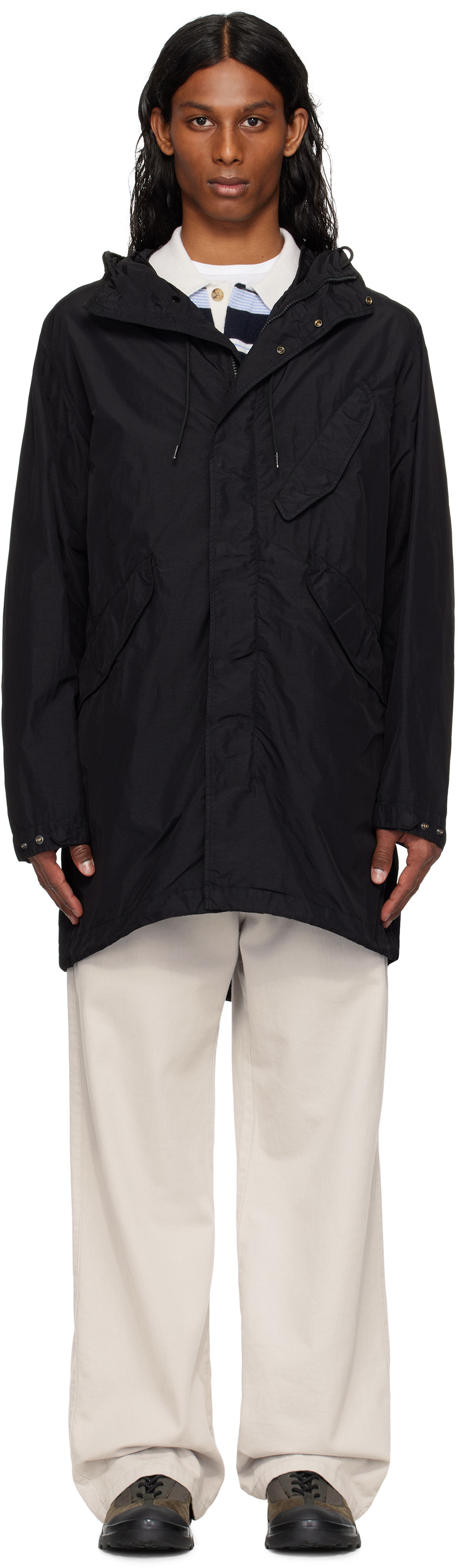 Tuulitakki C.P. Company C.P. Company Flatt Nylon Goggle Fishtail Parka Musta | 18CMOW064A-005991G, 0