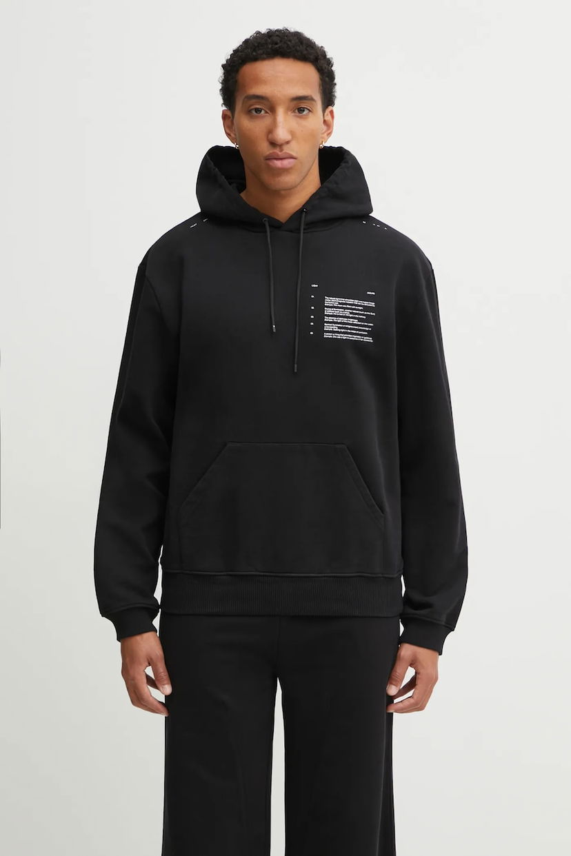 Huppari HELIOT EMIL Cotton Printed Hoodie Musta | AW25.M.08.087.BLK01