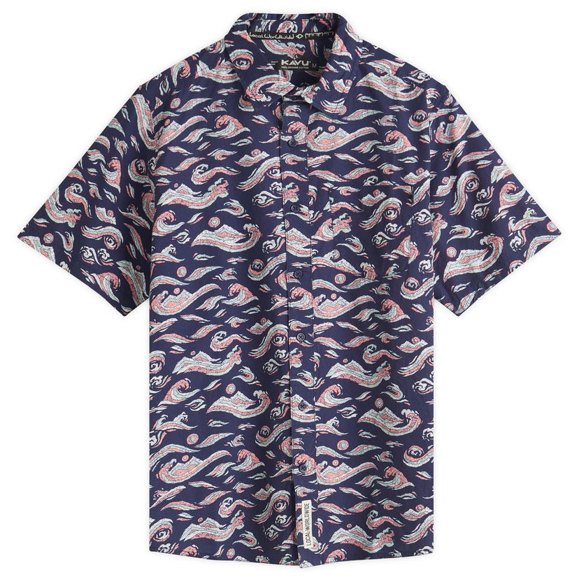 Paita KAVU Festaruski Stand Collar Short Sleeve Shirt Tummansininen | 5036-2564