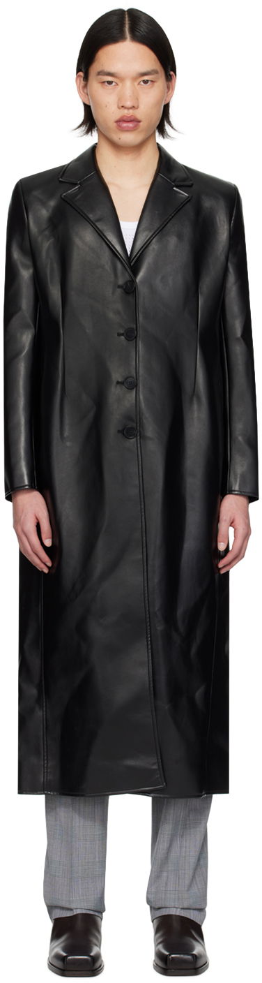 Takit Coperni Coperni Button Faux-Leather Longline Coat Musta | COPM20829MEN