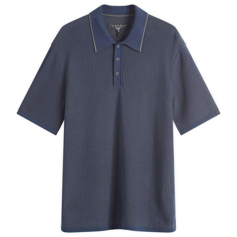 Poolopaita rag & bone Harvey Knit Polo Sininen | MBS24S017BC17
