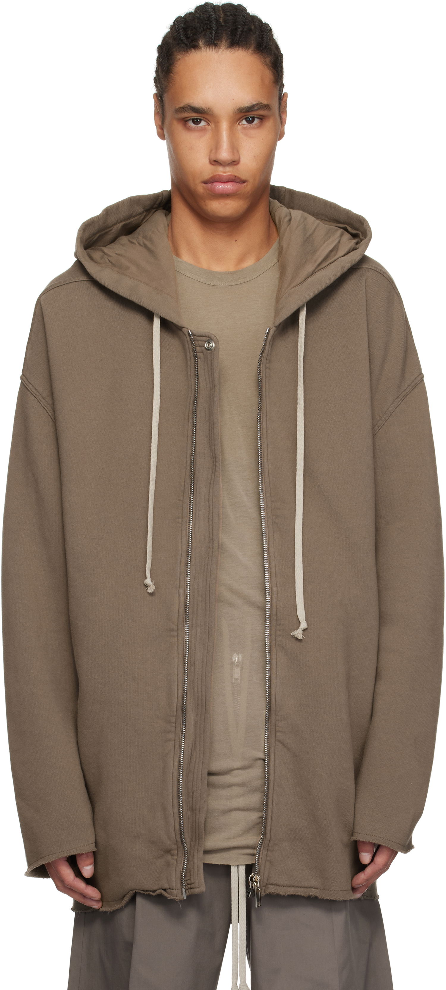 Huppari Rick Owens Rick Owens DRKSHDW Hollywood Peter Zip-Up Hoodie Ruskea | DU01E3289 F, 0