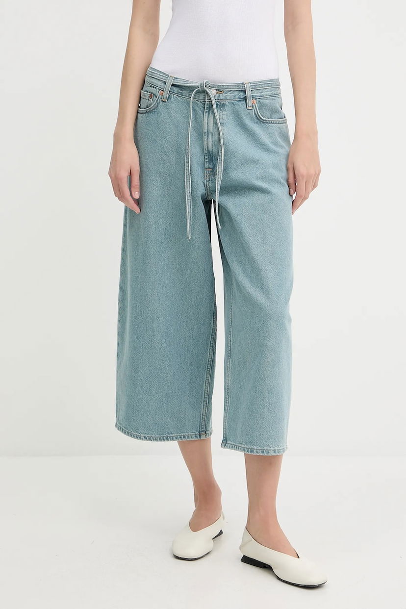 Jeans Samsoe Samsoe Samsoe Samsoe SAHARPER High Waist Wide Leg Cropped Jeans Sininen | F25200011
