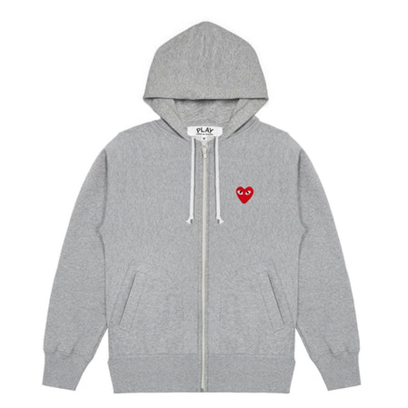 Huppari Comme des Garçons Red Heart Zip Up Hoodie Harmaa | AZ-T168-051-1 / P1T168-1