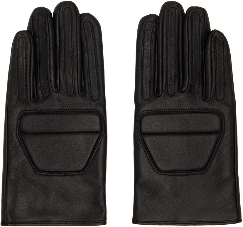 Käsineet Yohji Yamamoto Yohji Yamamoto Padded Short Leather Gloves Musta | HL-W01-779