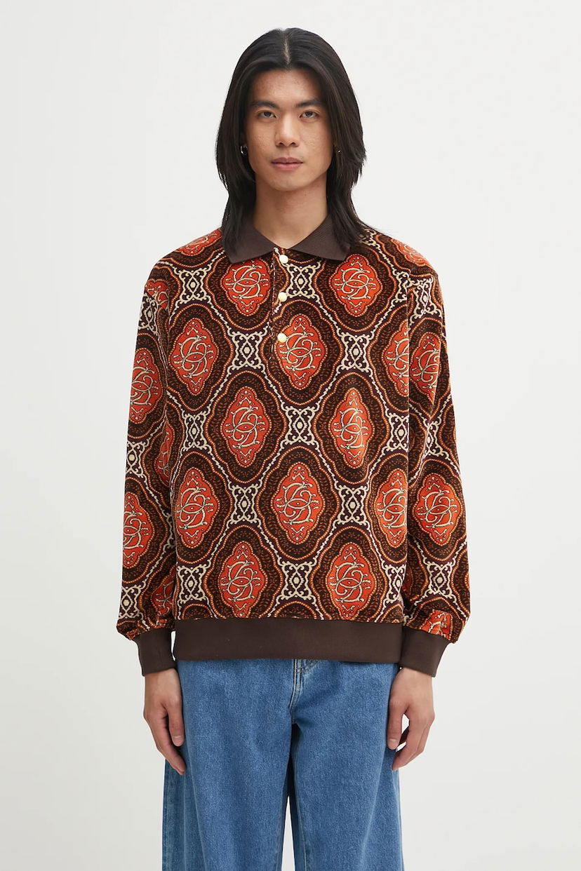 Poolopaita Drôle de Monsieur Drôle de Monsieur Le Polo Velours Medaillon Long Sleeve Polo Shirt Ruskea | I.PL137.CO235