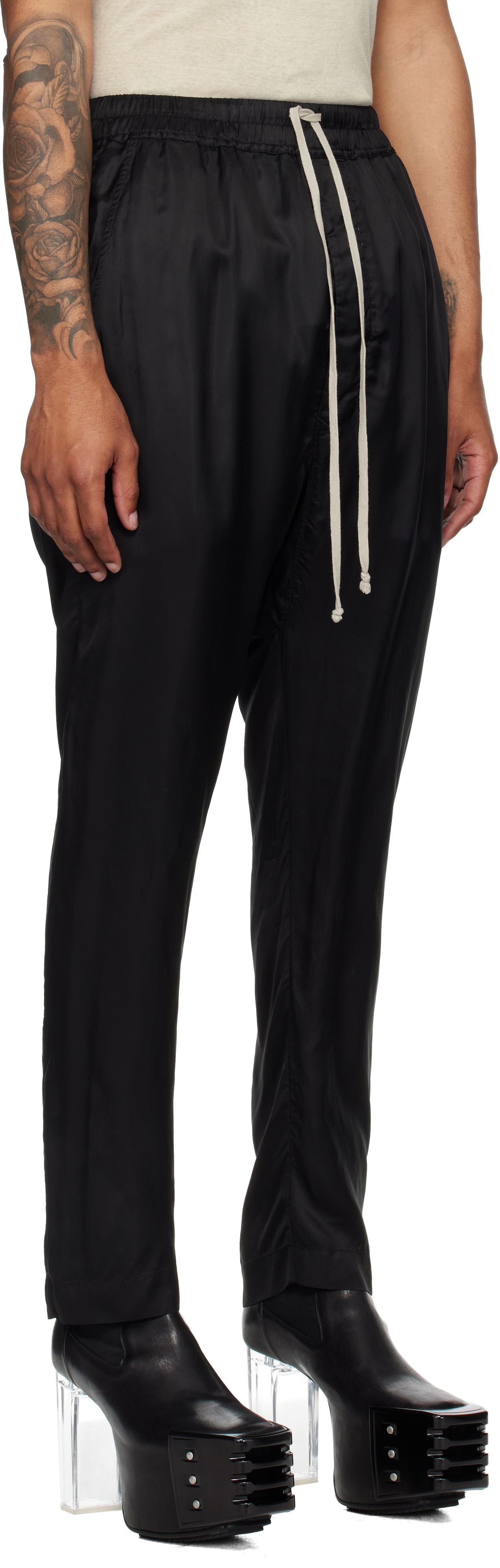 Housut Rick Owens Rick Owens Concordians Drawstring Trousers Musta | RU02E1380 K, 1