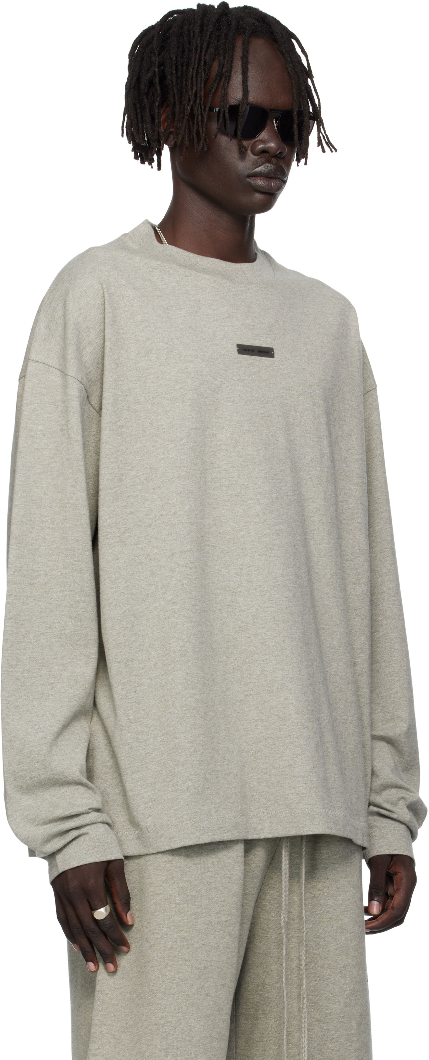 T-paita Fear of God ESSENTIALS Classic Fit Long Sleeve Tee Harmaa | 125SP254205F, 1