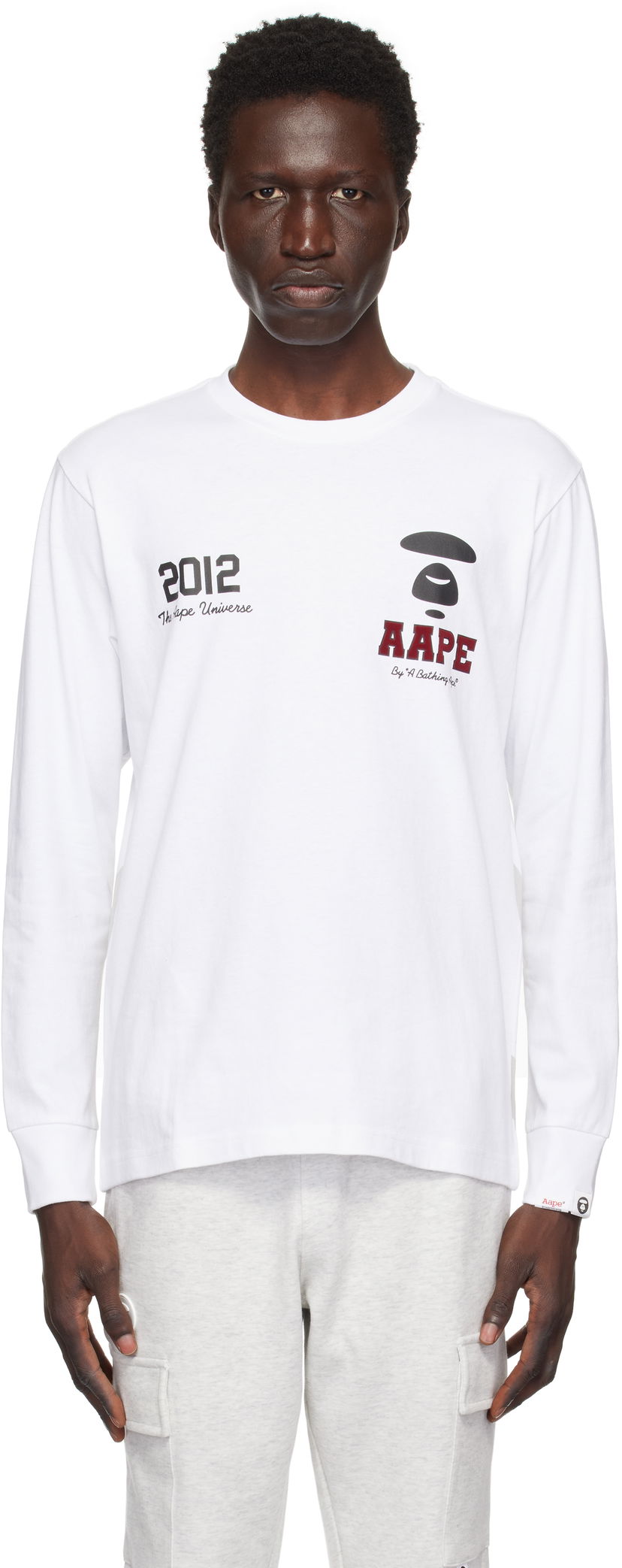 T-paita AAPE by A Bathing Ape AAPE by A Bathing Ape Basic Long Sleeve T-Shirt Valkoinen | AAPLTM1558XXNWHX