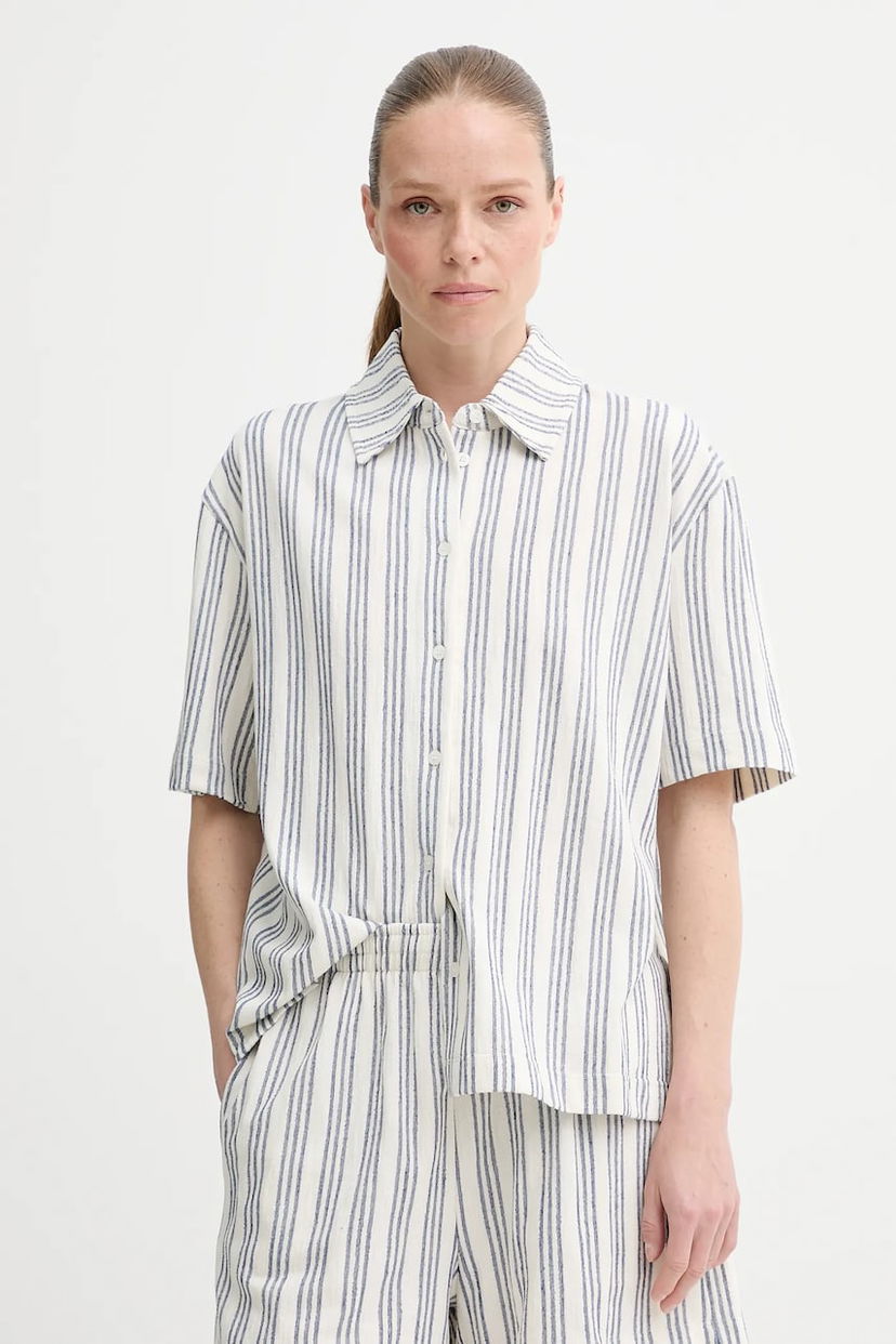 Paita Samsoe Samsoe Samsøe Samsøe Sakaaja Striped Linen Shirt and Shorts Set Sininen | F25200036