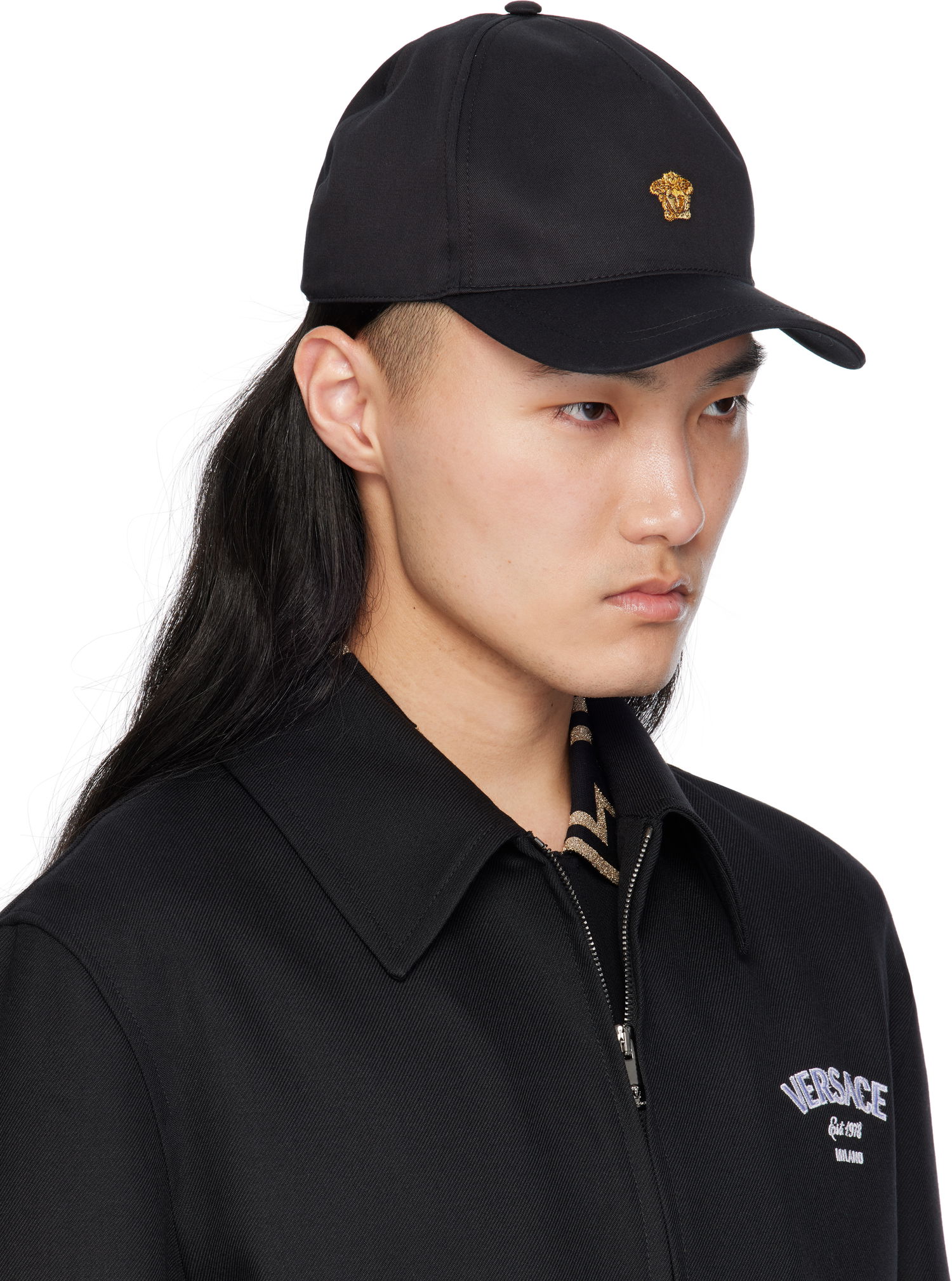 Korkki Versace Versace Embroidered Logo Cap Musta | 1010746_1A14003, 1