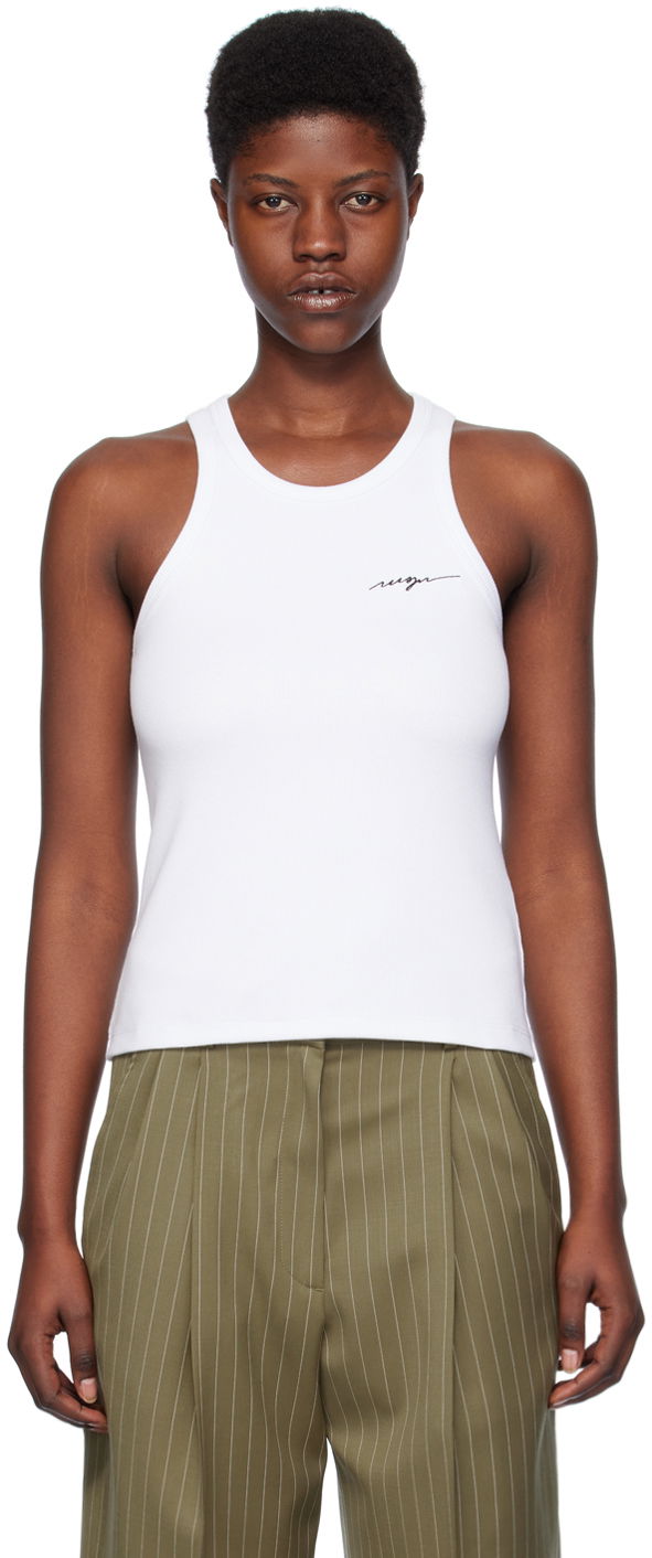 Tankkitoppi MSGM Embroidered Tank Top Valkoinen | 3641MDT86 247108