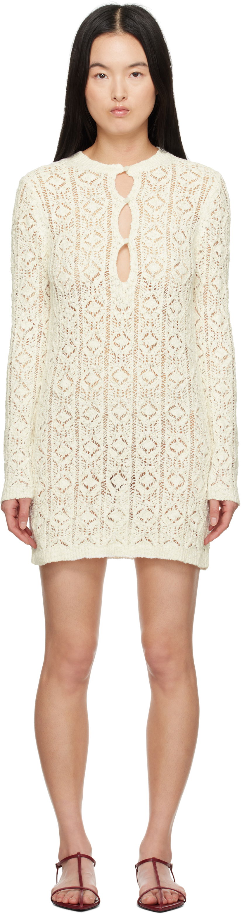 Mekko Loulou de Saison Loulou de Saison Evan Knit Minidress Valkoinen | EVAN