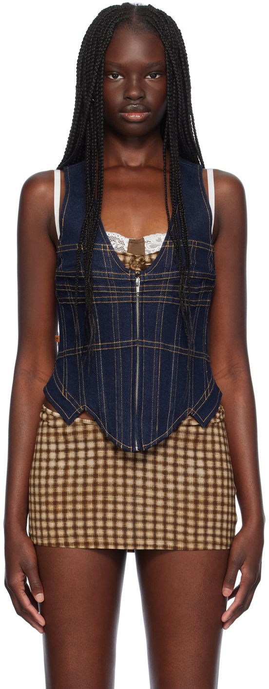 Liivi Miaou Miaou Dolly Denim Corset Top Sininen | 7146RWDBLD