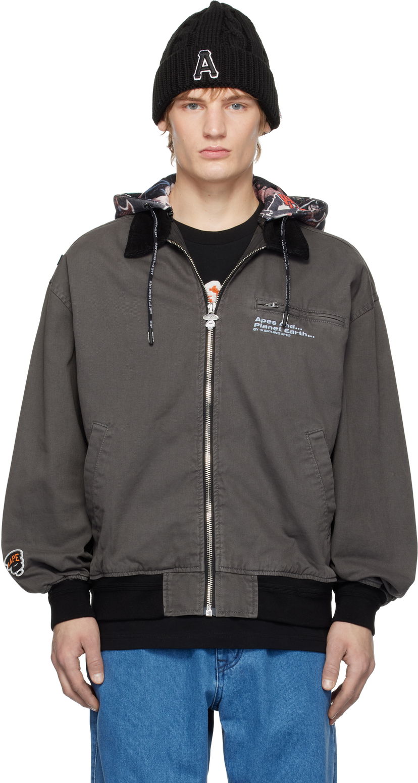 Bomber-takki AAPE by A Bathing Ape AAPE by A Bathing Ape Hoodie Jacket Harmaa | AAPLJM7675XXNBKL