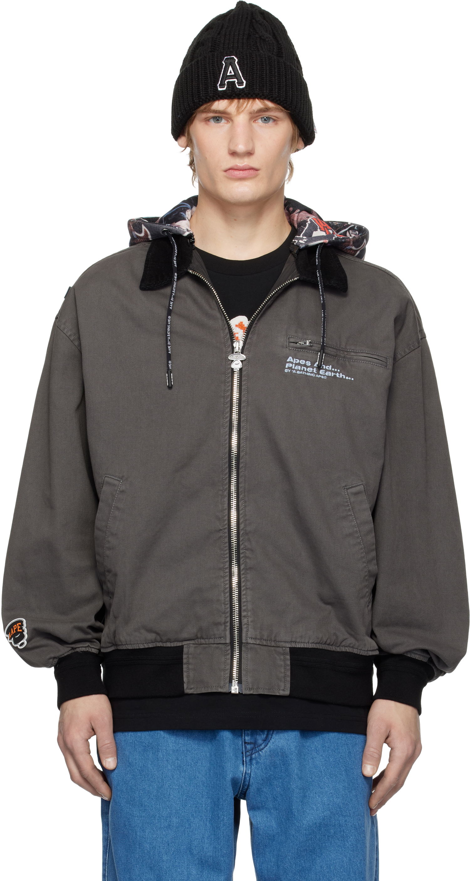 Bomber-takki AAPE by A Bathing Ape AAPE by A Bathing Ape Hoodie Jacket Harmaa | AAPLJM7675XXNBKL, 0