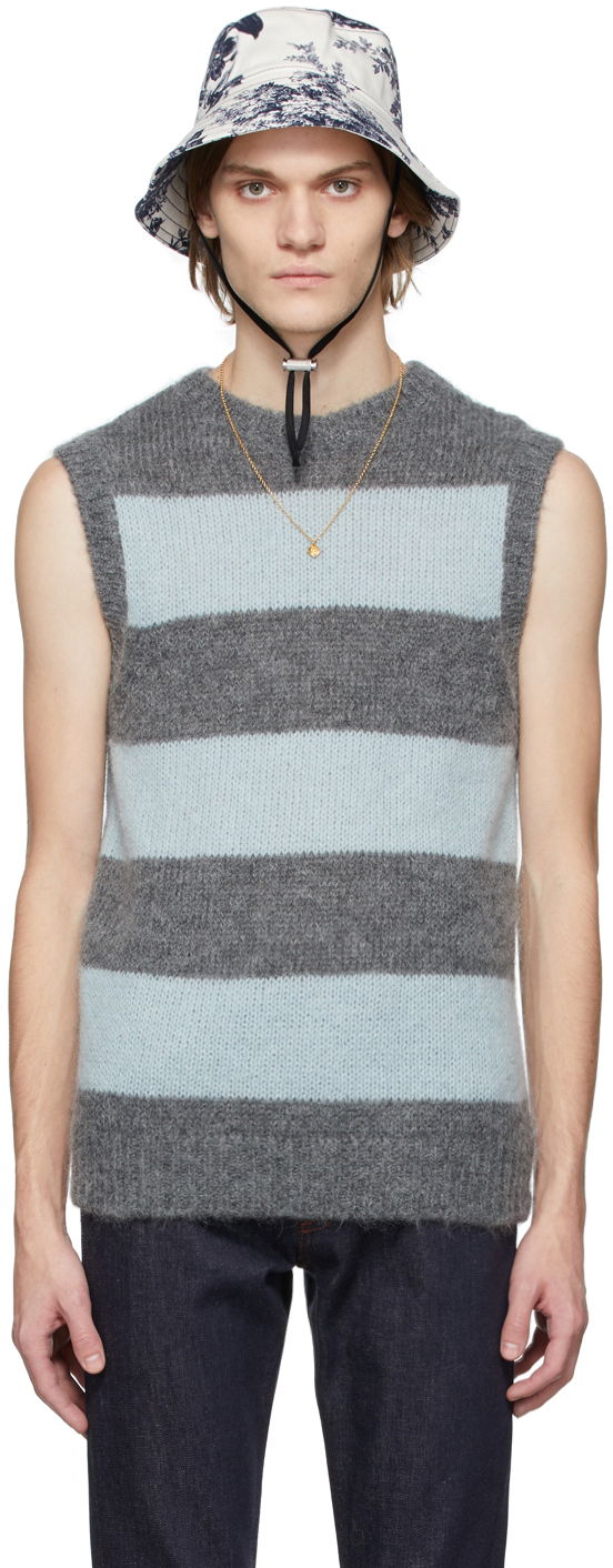 Villapaita Erdem Erdem Ethan Mohair Striped Vest Harmaa | MW22_801MGGMK