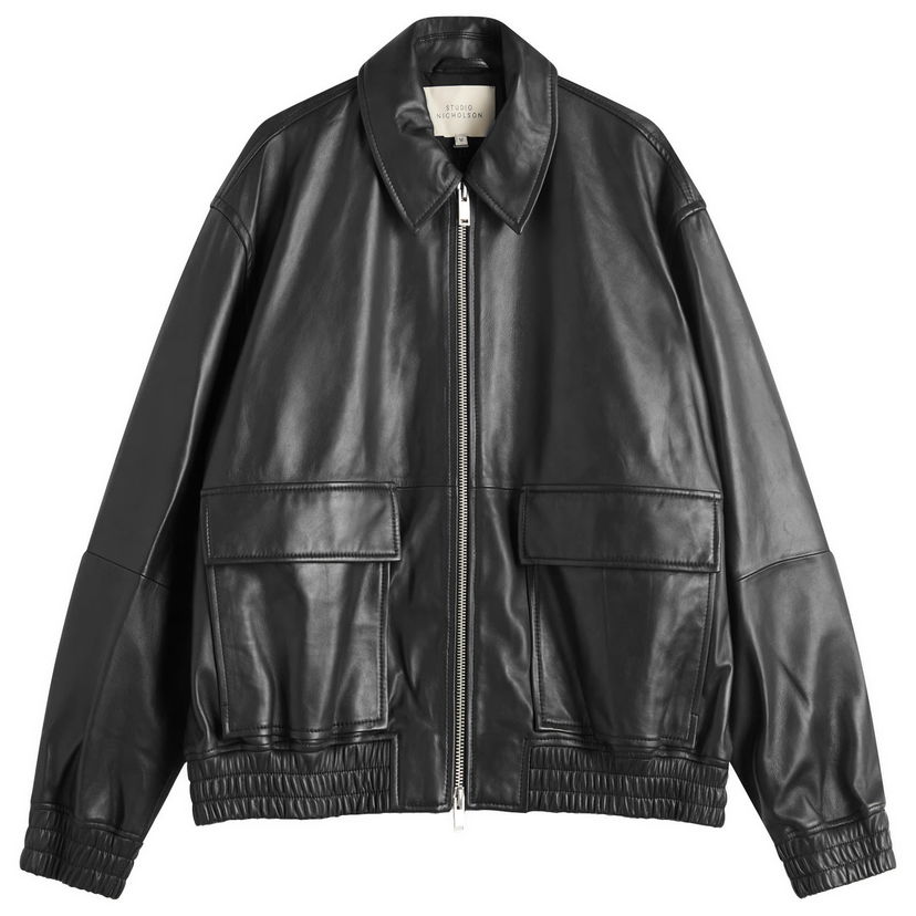 Bomber-takki Studio Nicholson Studio Nicholson Bomber Jacket, Size Large Musta | PISTONSNM-1115-BLK