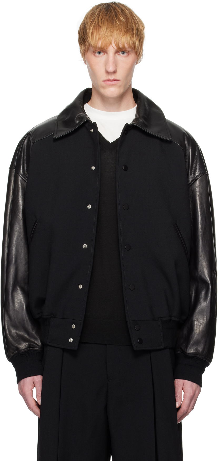 Bomber-takki Jil Sander Jil Sander Padded Leather Bomber Jacket Musta | J21SW0050_J40160