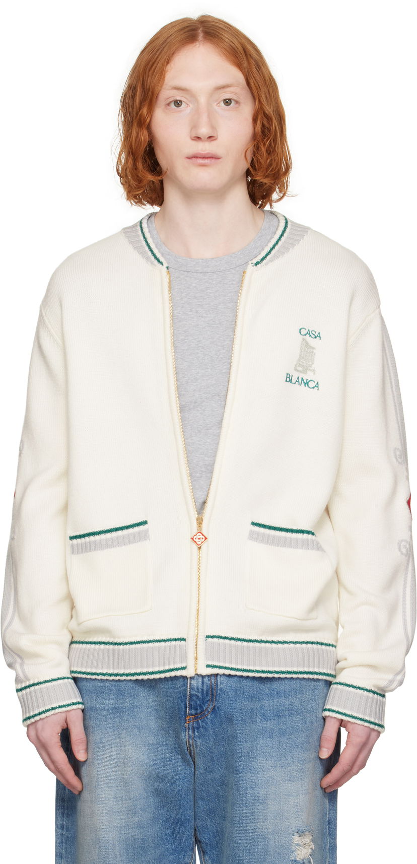 Villapaita Casablanca Casablanca Casa Club Bomber Jacket Valkoinen | MPS25-KW-879-01