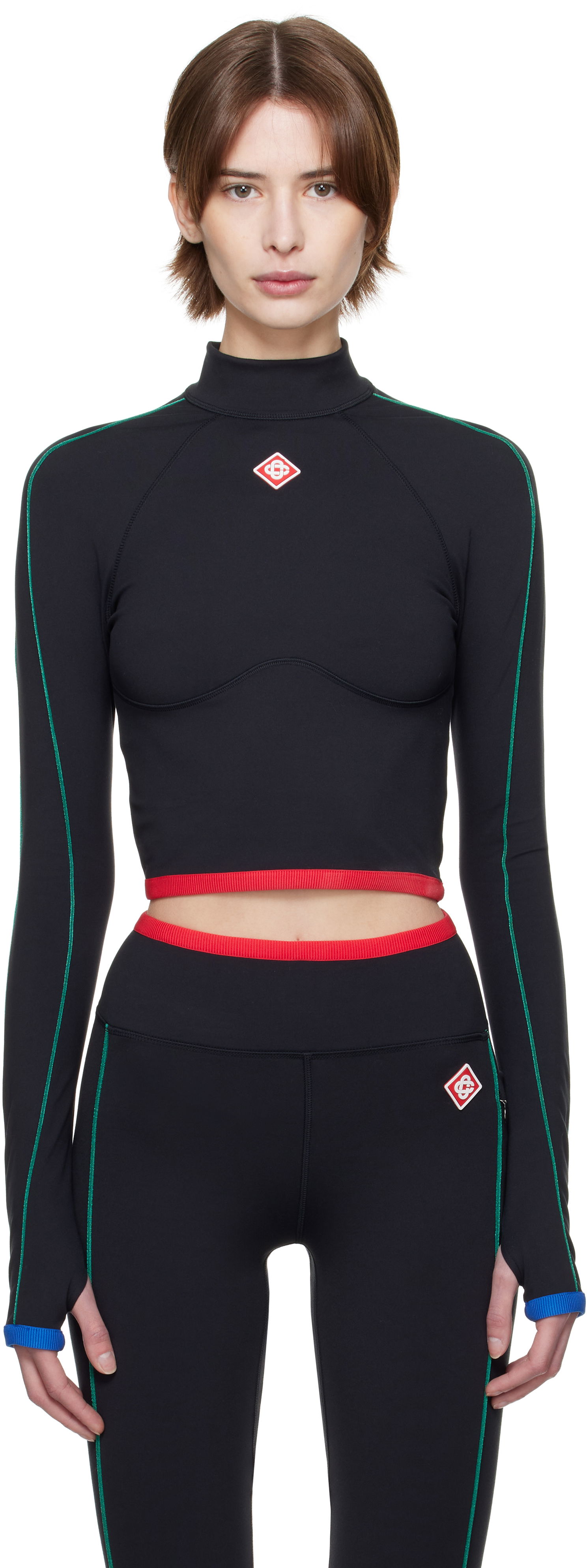 Crop top Casablanca Casablanca Raglan Sleeve Sport Top Musta | WPS25-ACT-027-01, 0