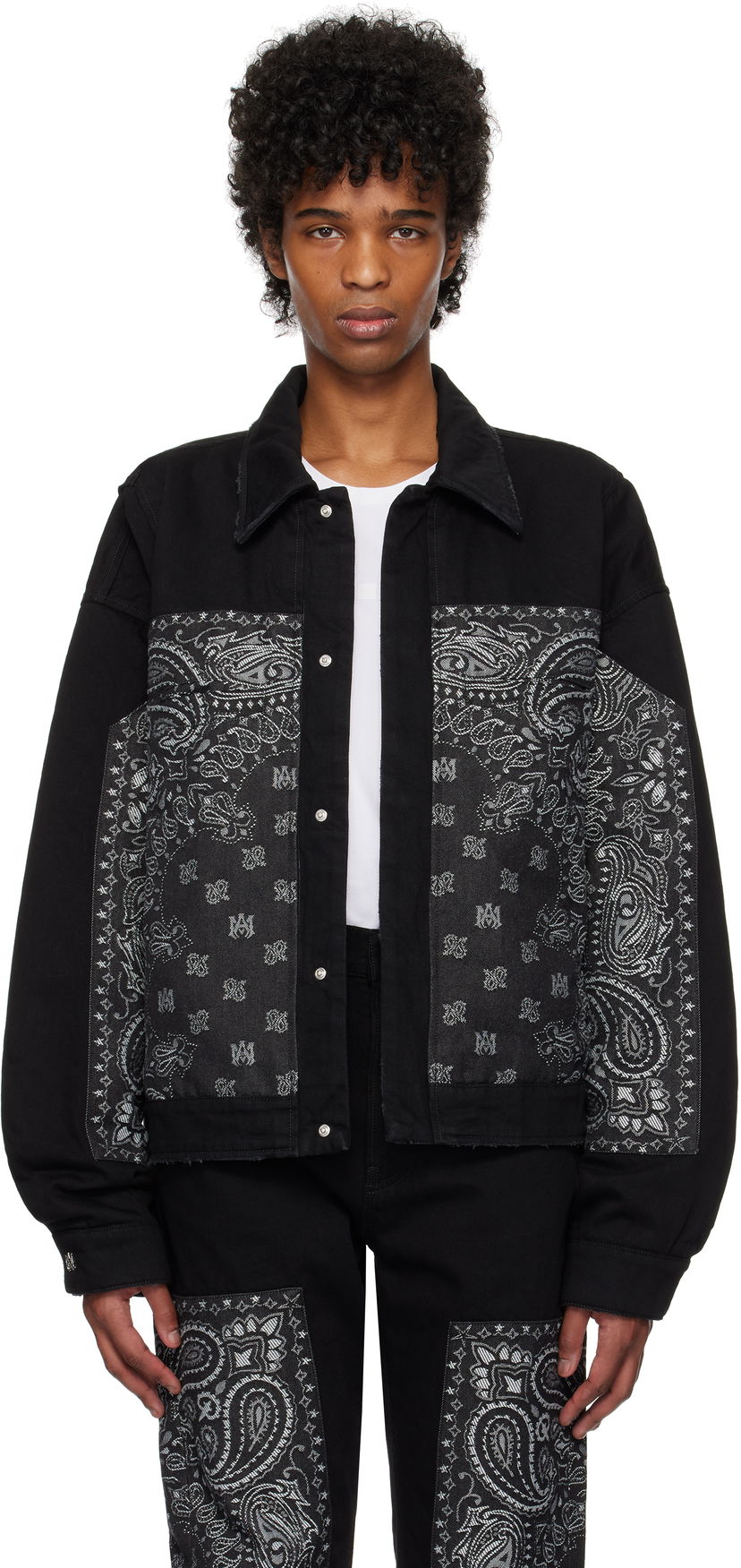 Takki AMIRI AMIRI Bandana Jacquard Denim Jacket Musta | AMDNBN1007