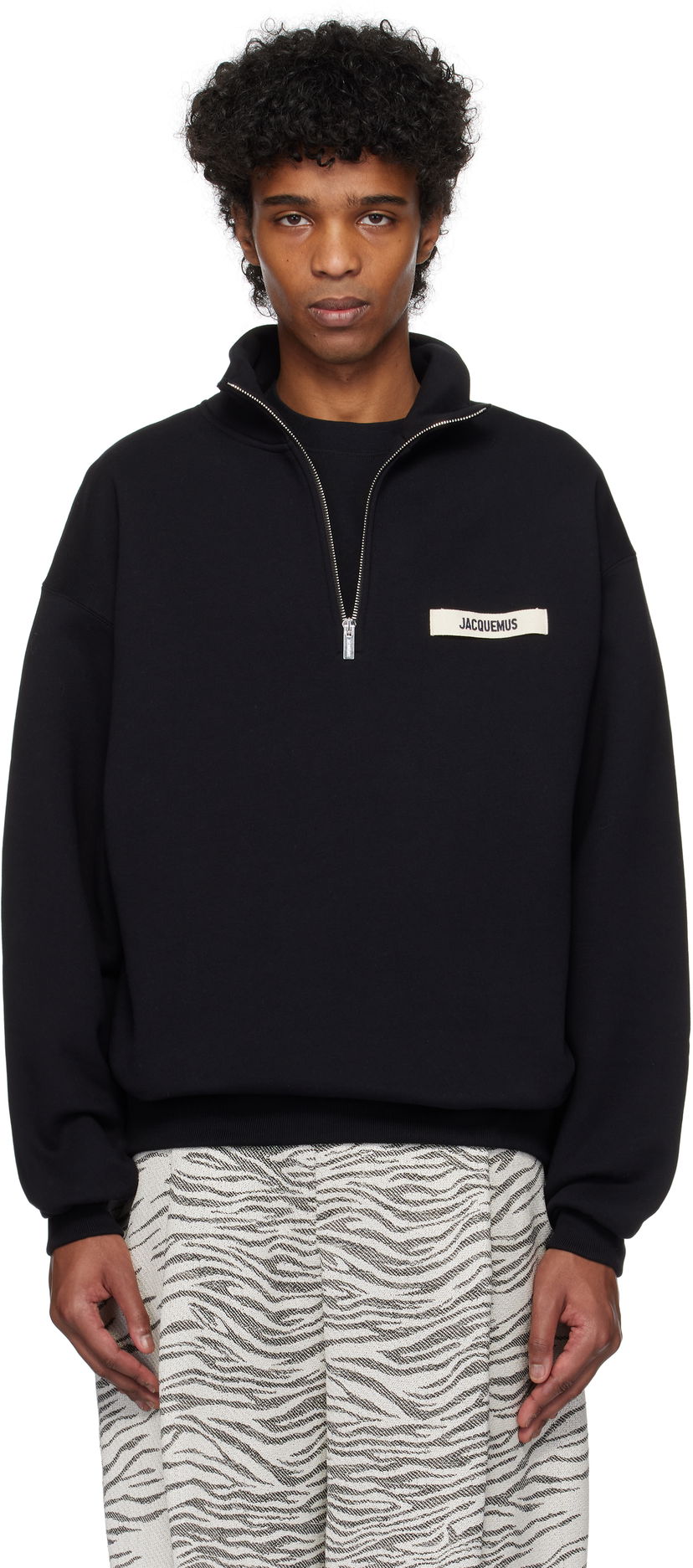 Villapaita Jacquemus Jacquemus Gros Grain Zipped Rollneck Sweatshirt Musta | 25E255JS283-2458