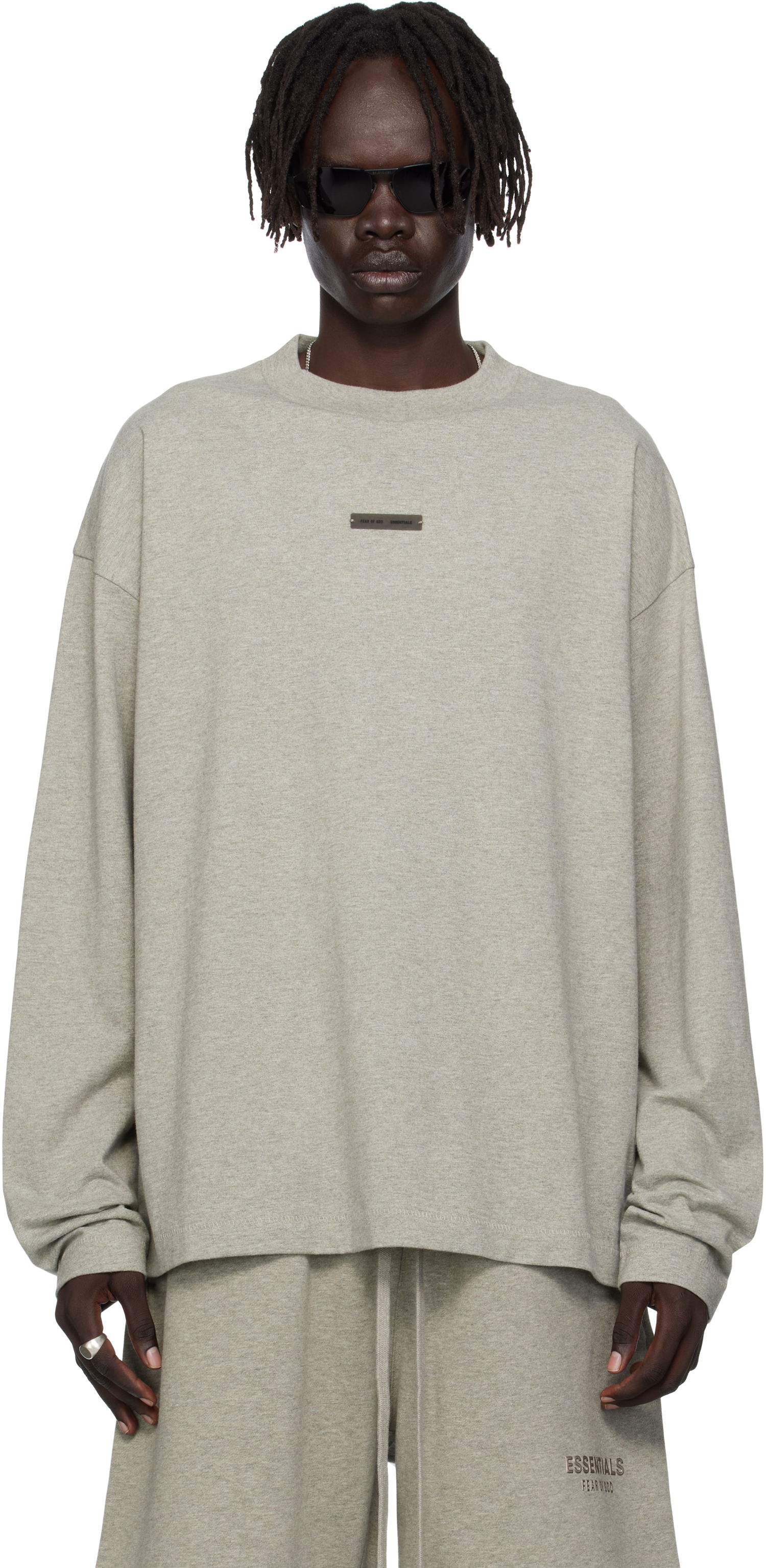 T-paita Fear of God ESSENTIALS Classic Fit Long Sleeve Tee Harmaa | 125SP254205F, 0