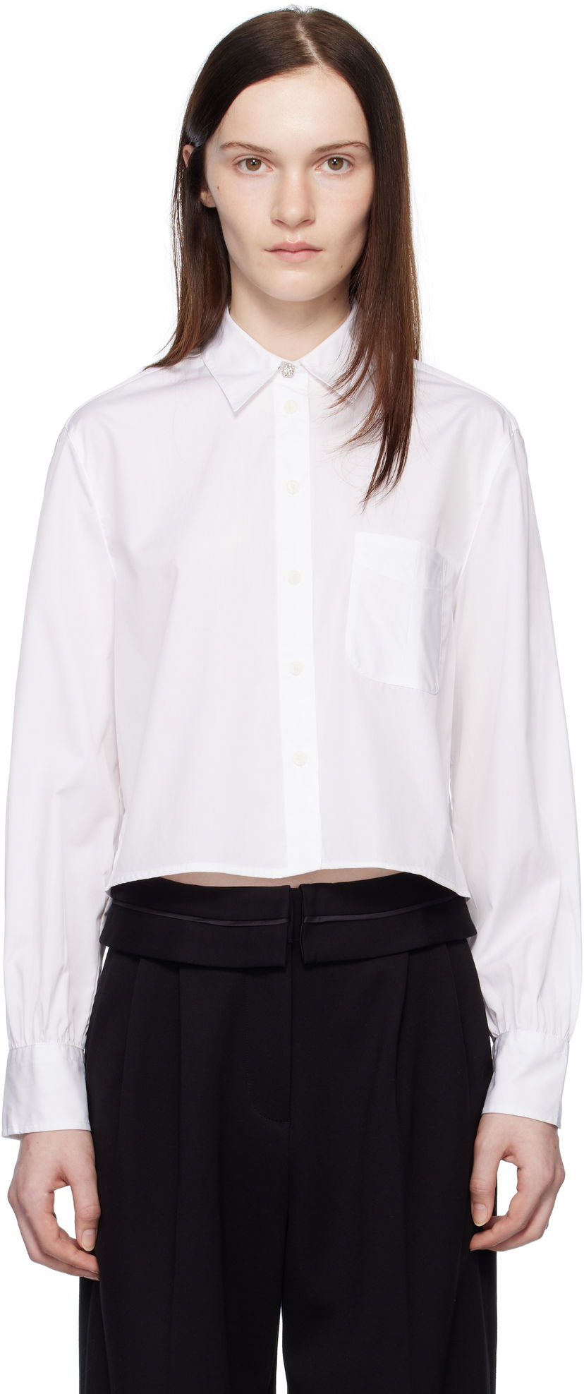 Paita rag & bone Rag & Bone Maxine Jewel Cropped Shirt Valkoinen | WAW24HA031CU31