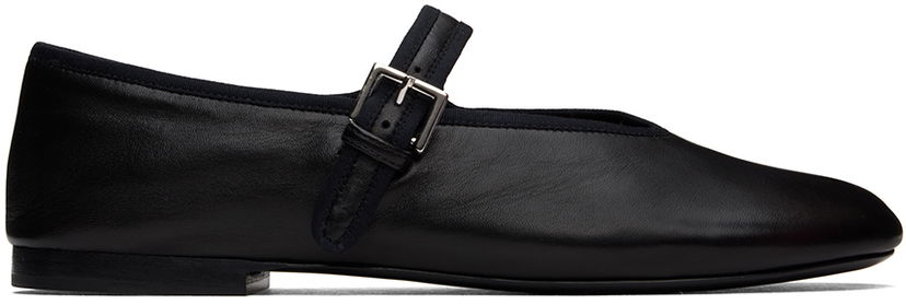 Vaatteet The Row Leather Ballerina Flats With Buckle Musta | F1396-N60