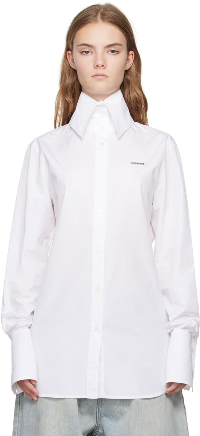 Paita We11done High-Neck Collar Shirt Valkoinen | WD-SH2-24-130-W-WH
