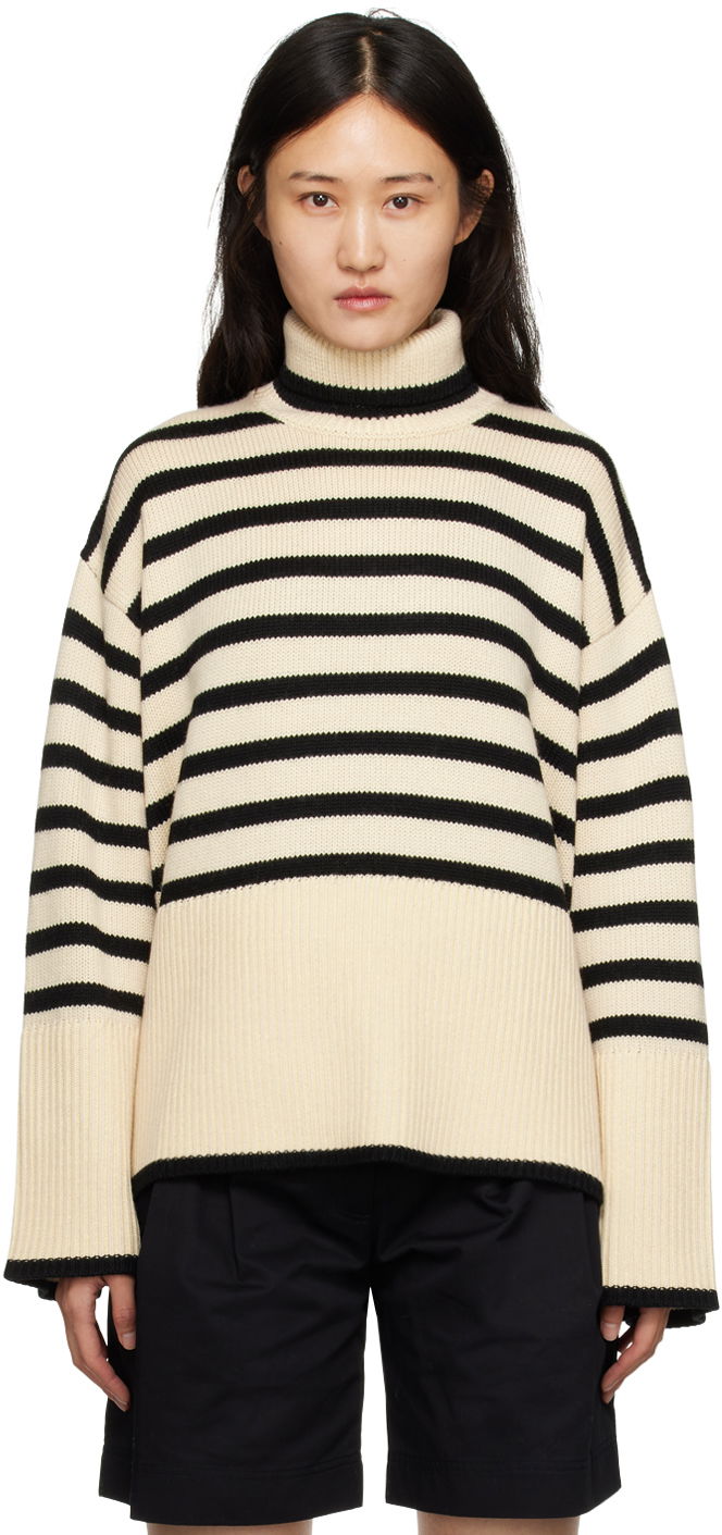 Villapaita TOTEME Signature Stripe Turtleneck Sweater Beige | 212-562-758
