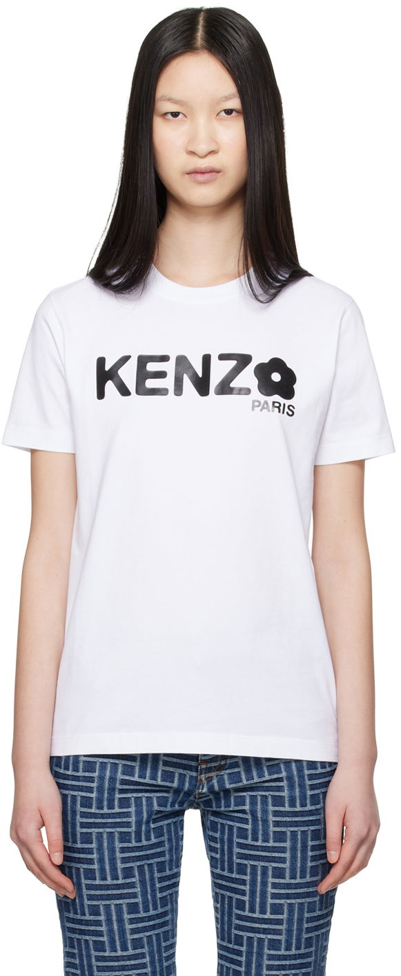 T-paita KENZO White Paris Boke Flower 2.0 T-Shirt Valkoinen | FE62TS1374SO