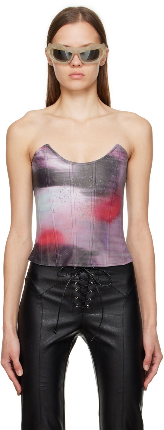 Tankkitoppi Miaou Miaou Leia Print Corset Top Violetti | 7010PPUMOP