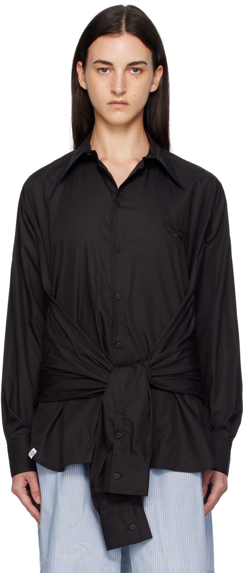 Paita Charles Jeffrey Loverboy Charles Jeffrey LOVERBOY Hug Tie-Waist Shirt Musta | 52070401