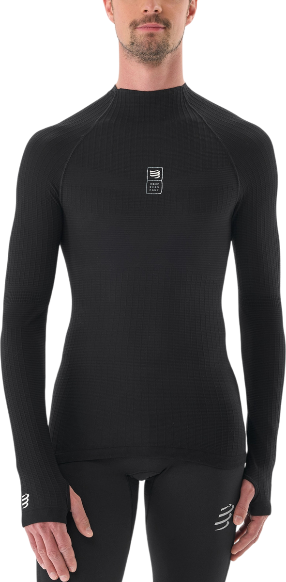T-paita Compressport 3D Thermo 110g LS Top Musta | ablu5109000, 0