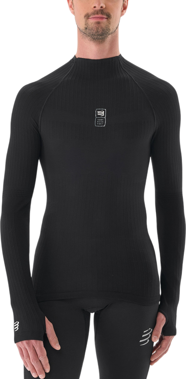 T-paita Compressport 3D Thermo 110g LS Top Musta | ablu5109000, 0