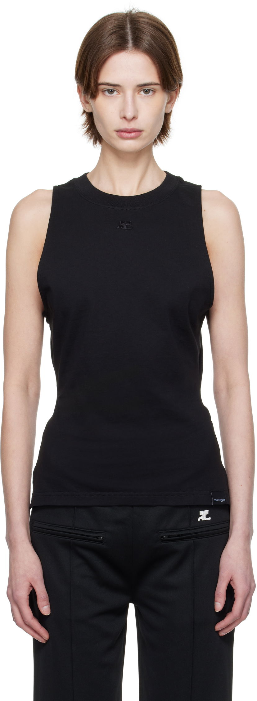 Tankkitoppi Courrèges Courrèges Fitted Tank Top Musta | 125JDE094JS0107
