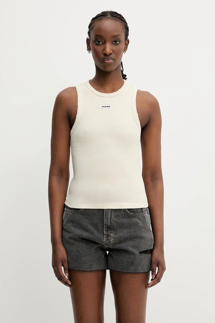 Tankkitoppi Ksubi KSUBI Labels Syndicate Tank Top Beige | WSP25SI004