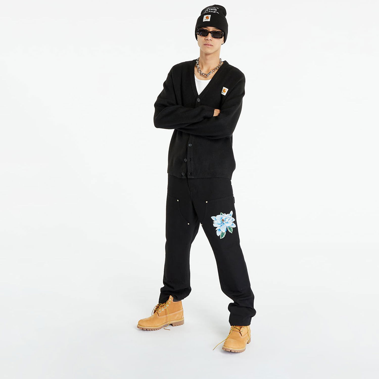 Villapaita Awake NY x Carhartt WIP Cardigan Musta | AWK-CAR23-KN001-BLA, 1